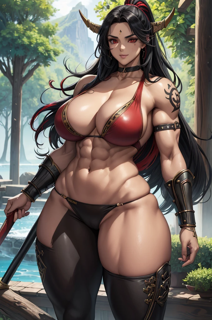 1 girl, long blonde straight hair, dynamic pose , colorful stylized leggings with sleeveless top, close up shot, ((hot Body, abs)), fit body, ((tattooed arma)), barock style mirror room background, (((viking barbie face))).,long hair, choker. busty (((DD-size breasts))), wide hips. lythe figure, curvy, voluptuous figure, sexy pirate, pirate blouse, tight pirate pants, posing on a pirate ship, Flirty smile, trending on Artstation, digital art, 20-year-old ( face a combination of Ana de Armas and Salma Hayek), seductive, gorgeous goddess, anime style, HD, UHD, wavy hair, golden nose ring, gazing lovingly at the viewer,Photographic Style, Amazon warrior with big  and sexy leather armor, with body paint all over the body and in a dense forest,A grey skinned female barbarian, (black hair with red streaks:1.5), (((red eyes))), red iris. ((Gray skin)), ((Grey skin)),(((Detailed eyes))),(((detailed face))), tall, muscular body. Braided ponytail, hair back in ponytail. Barbarian clothes, midriff, loincloth, leather boots, holding a great sword. Mountain background. Body shot. Tribal tattoos, hide armor, fur trim,(masterpiece, best quality:1.2), 1girl,amazon, dragons crown, bikini armor, expressionless, holding halberd, armlet, muscular female, breasts, black gloves, gloves, thighs, (thick thighs, large ass:1.1), tattoo, navel, obliques, long hair, cleavage, swimsuit, feather hair ornament, blonde hair, abs, circlet, large breasts, feathers, dungeon, standing ,full body, smile,a close up of a woman in a bikini posing for a picture, cutesexyrobutts, muscular girl, android 18, extremely detailed artgerm, commission for high res, muscular!!, muscular!, [ 4 k digital art ]!!, by Kentaro Miura, highly detailed exquisite fanart, cammy, kentaro miura art, detailed digital anime art,high contrast, (8K UHD:1.2), (photorealistic:1.2),(masterpiece:1.4), (best quality:1.4),extremely detailed wallpaper, highly detailed illustrations, ((1 Girl)) , (super-complex details) official art,