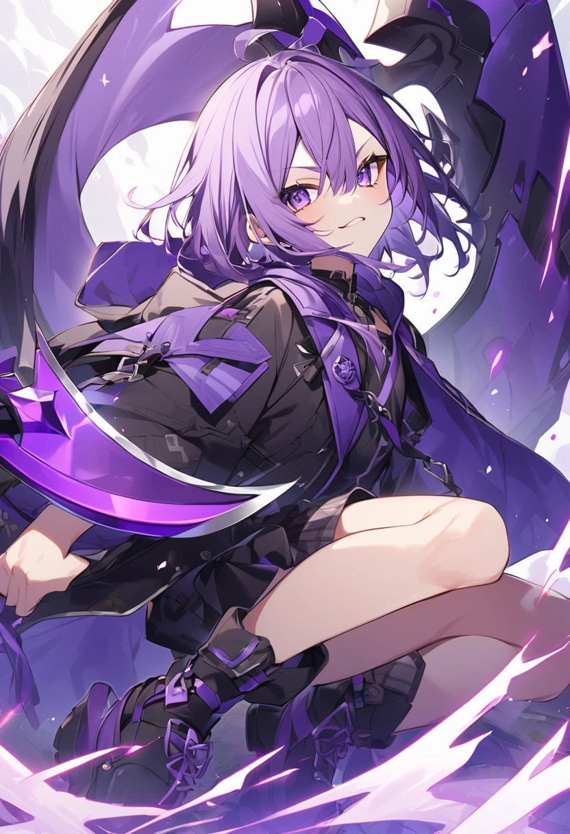 Keito。Purple Eyes。Purple Hair。Purple big axe。
