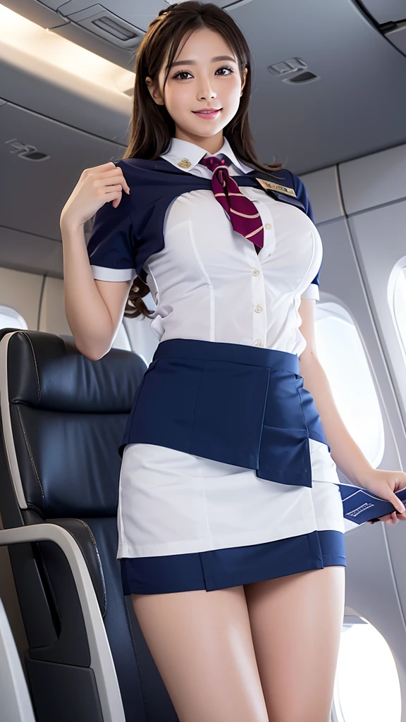 (((stunningly beautiful stewardess in cowgirl position on a man))), ((((vaginal penetration by the man's genitalia)))), garter and stockings, ((perfectly fit and slim body with huge breasts and tight abs)), bokeh, (she's yawning), (on the floor of a crowded passenger airplane), masterpiece