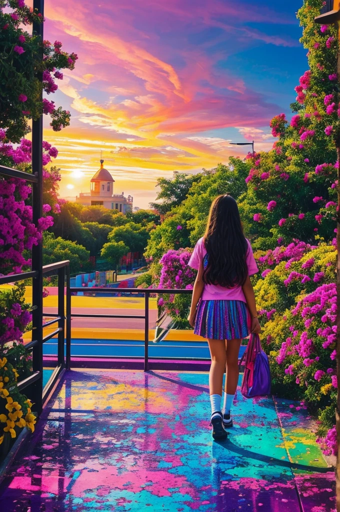 Psyche’s world was a canvas, splashed with vibrant hues and textured with the strokes of her imagination. From childhood, she found solace in the act of creation, transforming ordinary objects into artistic expressions. Highschool girl landscape