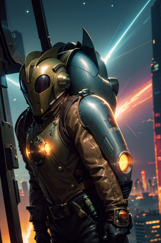 
Comic book character Rocketeer, jetpack, cyberpunk, science fiction, cyberpunk style, 8k, flying in night sky, masterpiece, highly detailed, dynamic lighting,