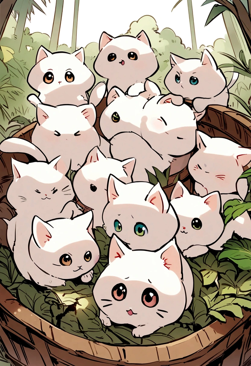 white kittens，cute illustration