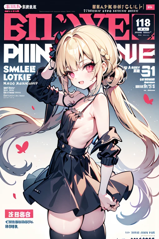 (small breasts:1.2), (perky chest:1.2), (pointed chest:1.2), (Pudding cake magazine cover:1.3),(from above:1.0),(shoot from the side:1.1),masterpiece, 1girl, Amazing Cleavage:1.1, thin waist, optimum,tmasterpiece,hight resolution,best qualtiy,hyper HD,super detailing,awardwinning,a 18yo cute girl,(The upper part of the body),anatomy correct,Beautiful Black miniskirt,garters,Gaze,Small face,bangss,holster,Beautuful Women,hands up,leg holster,Gaze,black boots,Cowboy Shot,cute face,a blond,Longhaire,Twin-tailed,Braids, Hairline,（scarlet eyes）,long eyelasher,Hanging eye corners,White skin of the, ((see through camisole:1.1)), ((Sheer nipples:1.0)),Rocket Tits,(Slim body),smile,seductive weak smiling,(with sparkling eyes and a contagious smile),little open mouth, Looking at Viewer,
