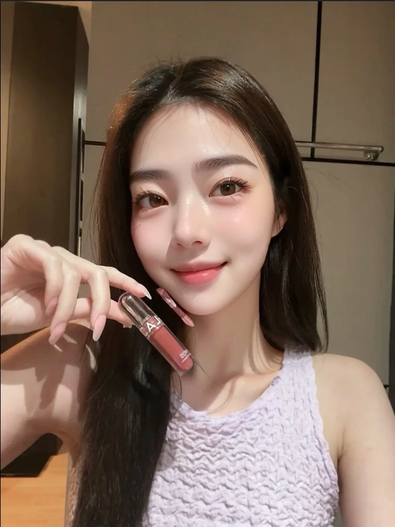 raw photo,1girl, 18 yo, no makeup, inner eye look to the left , inner eye leftward glance, look away, bright Under-eye bags, thin Under-eye bags, fat-free Under-eye bags, dolly eyes, Contented closed-mouth smile, Genuine smile