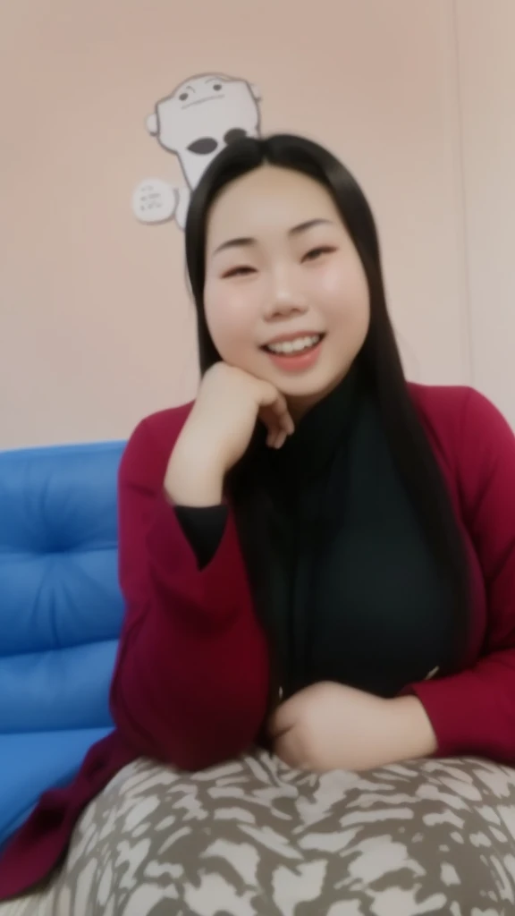 (best quality), big head, (1 Asian girl, with gigantic breasts:1.5) in a casual outfit at work office
