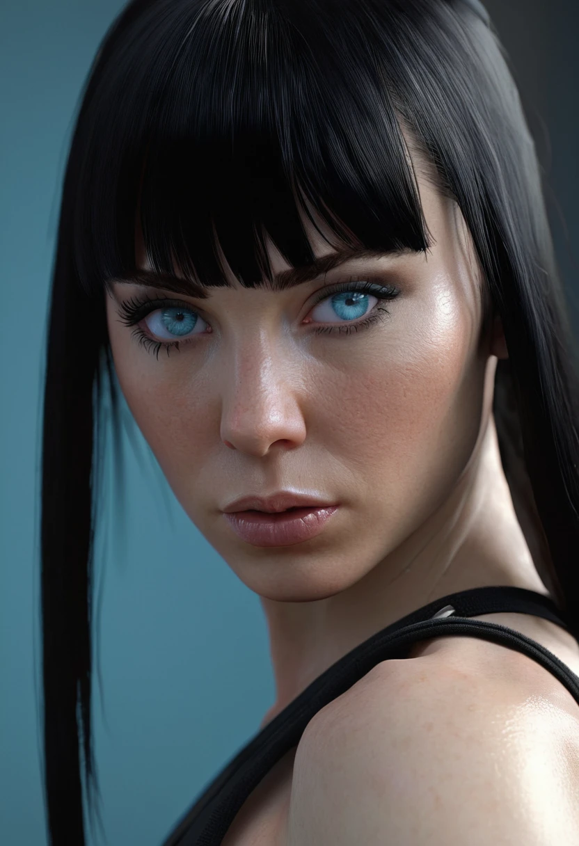 FROM ABOVE, JANE MARGOLIS ((Pale Skin)), ((Pearl Skin)), ((black hair with bangs)), Sexy Woman ((She has long straight black hair with straight bangs above her eyebrows and icy light blue eyes, pale skin, a atletic defined toned body, a thin waist, wide hips and. She really likes heavy metal and post punk, she knows how to fight karate, capoeira and Brazilian jiu-jitsu. she always wears black clothes or band shirts along with gothic or metal accessories.)) Portrait ((Perfect Feminine Face)), Precision, 8K, High Detail, (Highly Detailed CG Unity 8K Wallpaper), Ultra-realistic Full Shot Body Image, Beautiful (Skinny) Sexy, Trending in CGSociety, Complex, High Definition, Sharp Focus, Dramatic, Volume Lighting, Digital painting, intense model shooting style, (highly detailed CG Unity 8K wallpaper), full-shot body photos of the most beautiful works in the world, pearl skin, professional majestic oil paintings by Ed Blinkey, Atey, Studio Ghibli, Jeremy Mann, Greg Manchez, Antonio Moro, trending on ArtStation, Trending, Incremental, High Detail, Sharp Focus, Mid Journey and dramatic and photorealistic painting art by Greg Rutkowski at CGSociety