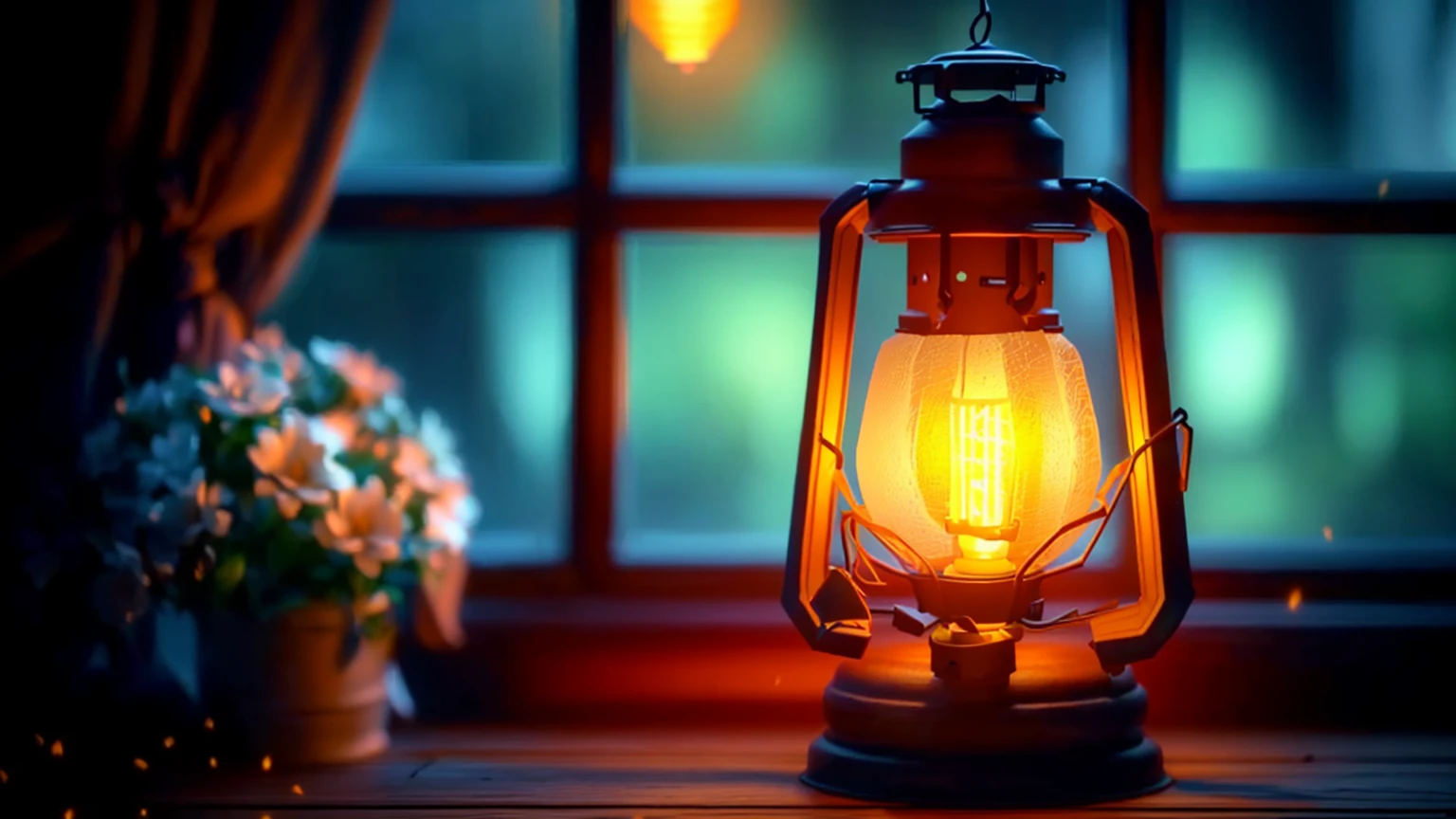 There is a lantern on the table, warm Lantern Lighting, Nostalgic lighting, Lantern Light besides, Lantern Light, Warm lighting, Warm fantasy lighting, Soft and warm light, cool Warm lighting, Warm light from the lamp, Photorealistic rendering in octane, Warm lighting inside, Warm ambient light, Realistic and detailed octane rendering, By Adam Marcinski