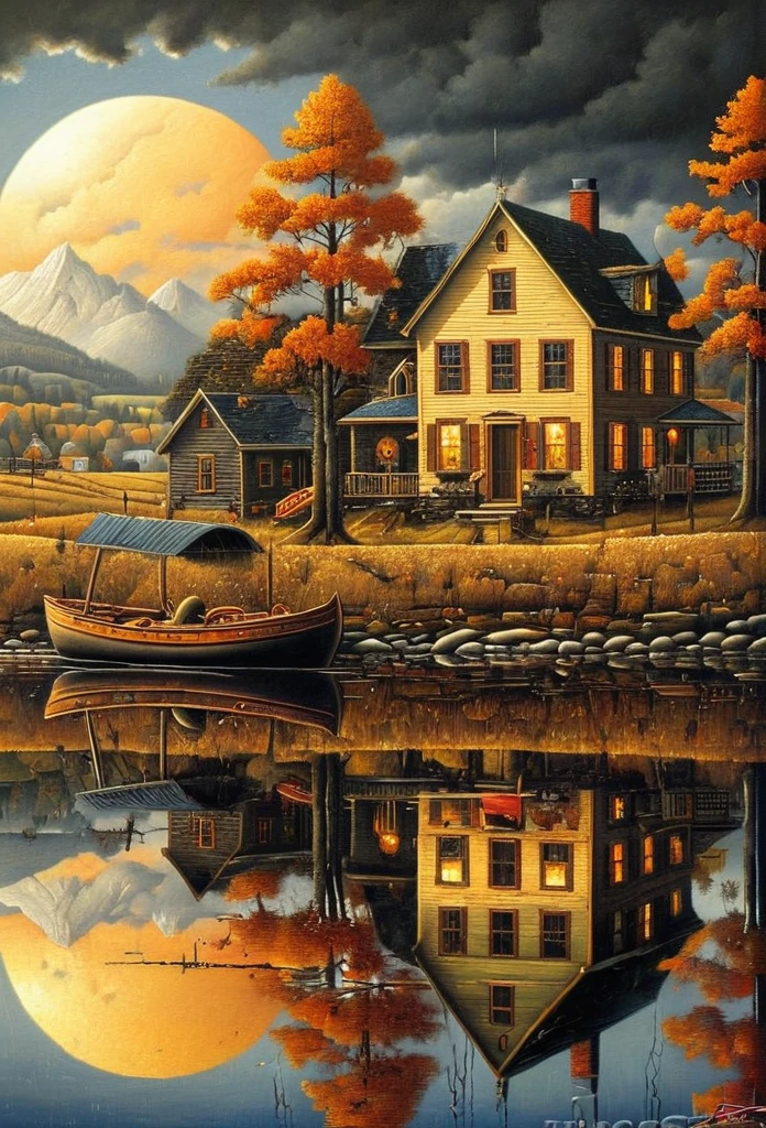 Reflection art, by Charles Wysocki, (best quality, masterpiece, perfect composition, very aesthetic, ultra-detailed, intricate details:1.3)