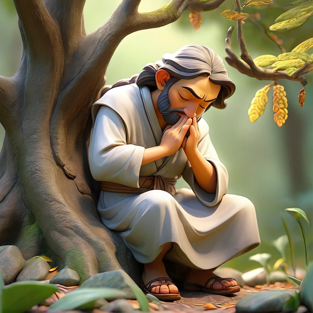 Sob a serene glass, on a peaceful day, A man kneels, in voracious prayer. Bible in hands, words of light, Seek the comfort that faith always translates.The shadow of the tree, shelter and refreshment, A sacred encounter, an ethereal moment. With eyes closed and heart open, Pray fervently, search for the right path.Every leaf that falls, a divine whisper, Guiding your words, showing the destination. On sacred ground, your soul surrenders, To God omnipresent, his life he extends.under the tree, symbol of life and shelter, A man and his faith, in an old dialogue. kneeling in prayer, his strength he renews.