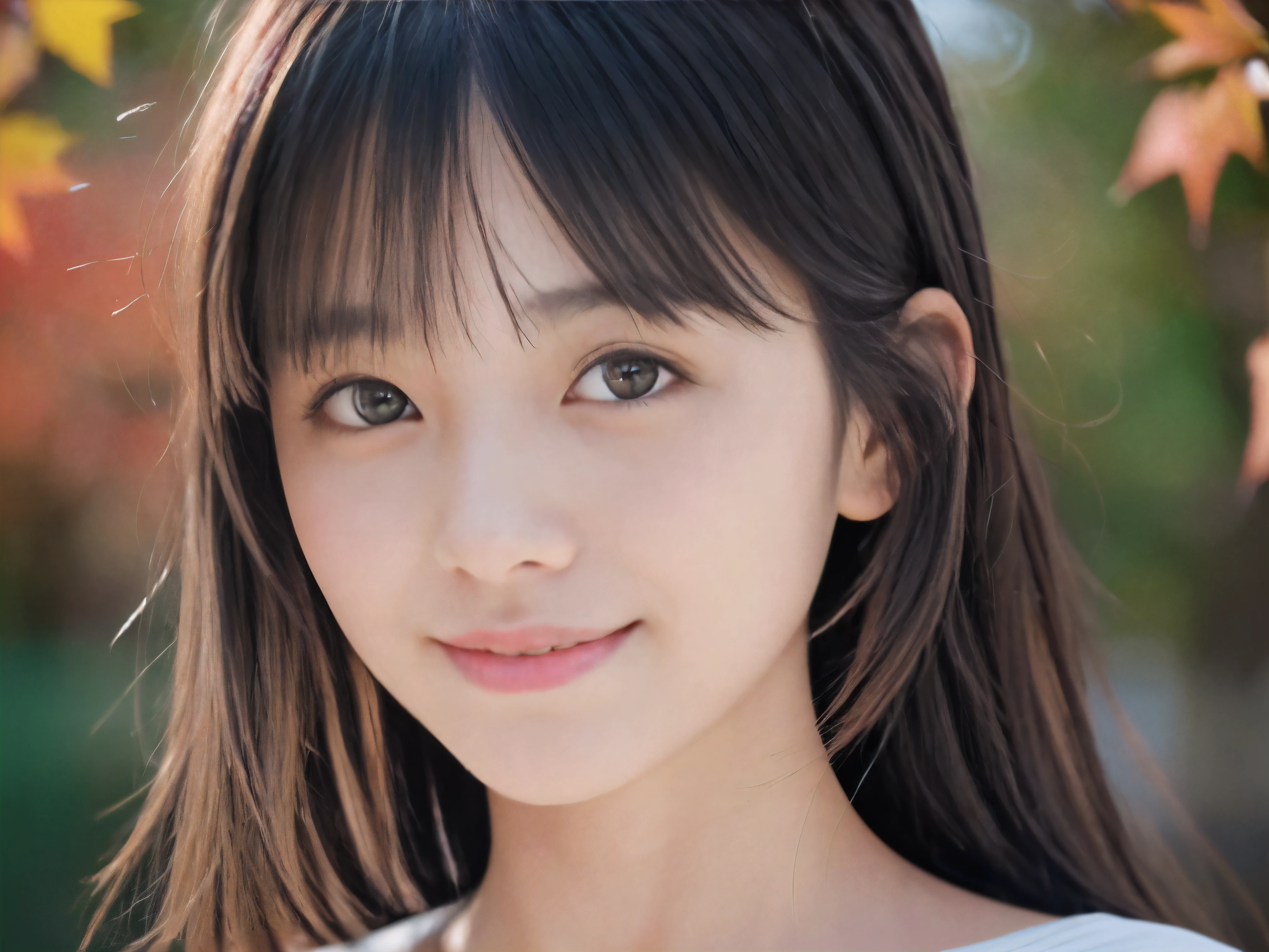 (Close-up face shot of a naked slender small breasts two side up black medium hair with bangs girl:1.5)、(Naked girl is soaking in a Japanese onsen outdoors with a small smile:1.5)、(Outdoor Japanese onsen with beautiful autumn red leaves:1.5)、(blurred background:1.5)、(8k ultra detailed master piece:1.5)、(perfect anatomy:1.5)、(Photorealistic stick:1.5)、(Raw photo:1.3)、(highest quality:1.5)、(High resolution:1.3)、(Delicate and beautiful perfect face:1.3)、(Delicate and beautiful eye air skin:1.3)、(Real Human Skin:1.3)、((thin legs))