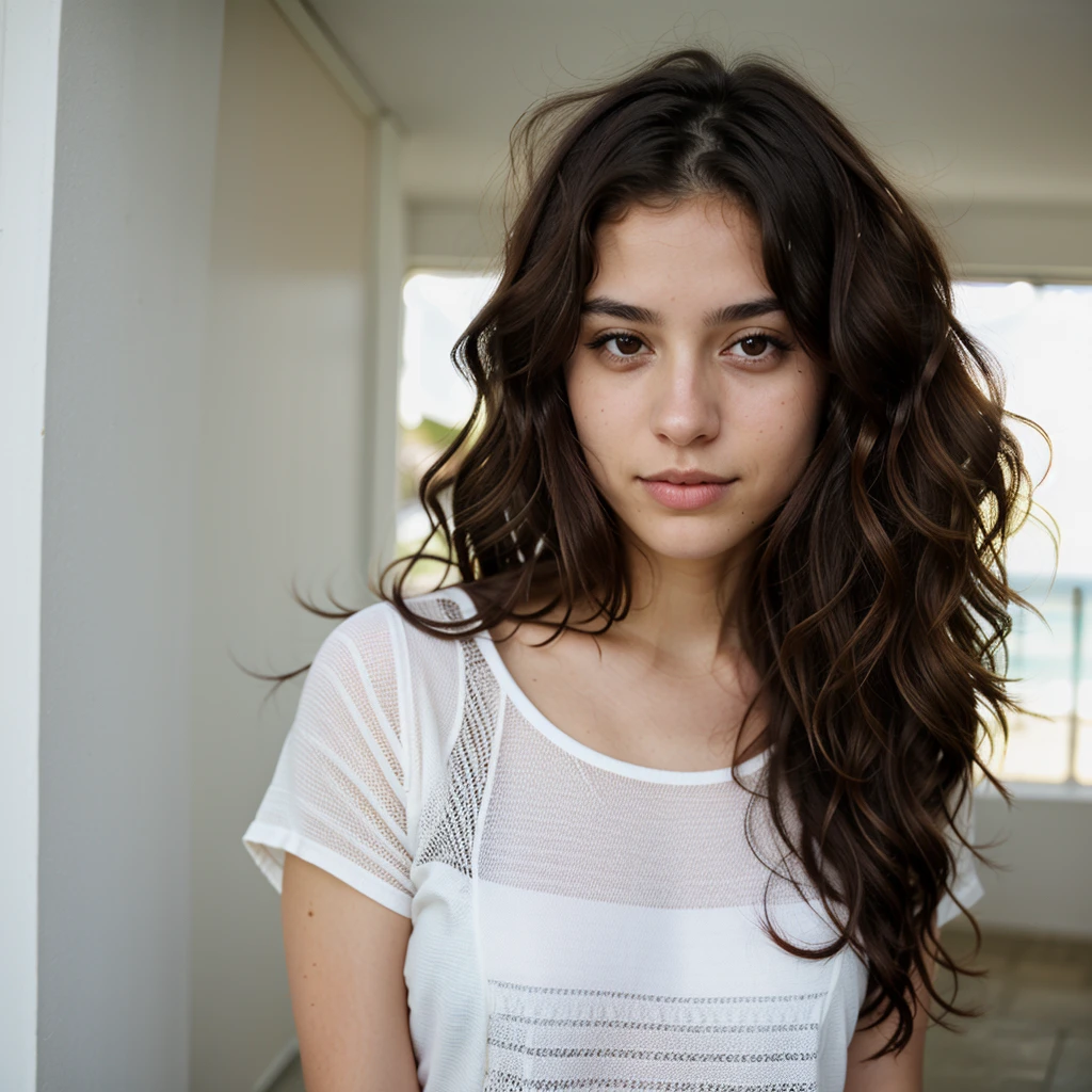 1 woman,22 years old , wavy hair, dark brown eyes, a miami, not