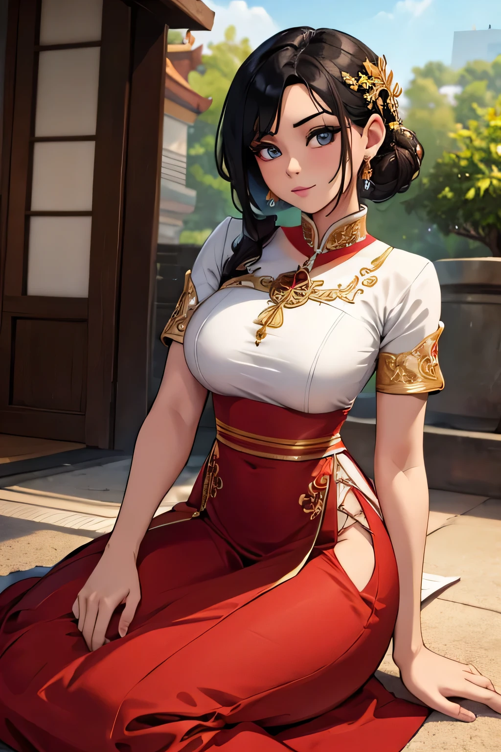 Woman wearing Thai dress