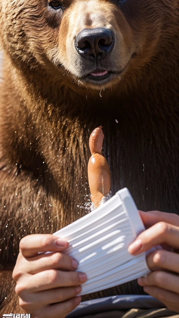 The bear is ejaculating