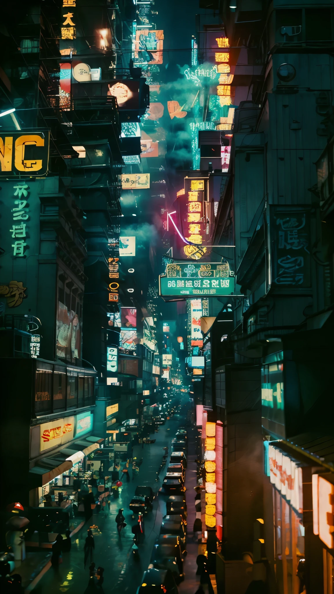 ((Highest quality)), ((masterpiece)), (Familiar), (High resolution), (Oneccurate), (Realistic), (Cinematic), (Best Shadow), (Low contrast), (8K), Perfect Face, ((SYd MEOned style)), manga、mangaデザイン、Storyboarding、panel layout、(Security droneが飛び立っていく), sparkling neon sign、congestion, congestion, decadent Future City, NEO TOKYO, One.d.2051, (vapor:1.2), dark、Decadence