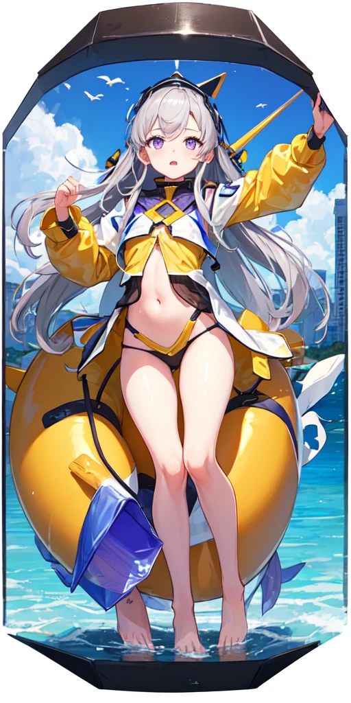 [(Transparent Background:1.5)::5],(((masterpiece))),(((Highest quality))),(((Very detailed))),figure, One girl,alone,mysterious,Bright colors,Shiny, In the water透明密閉半球ガラスdome, (Gray Hair),(Purple eyes), whole body,barefoot,Long hair Gentle nature, Require,In the water, dome,close,Dynamic Action,Lens Perspective,(((Box Configuration))),Cross one&#39;s legs and lean against the bookshelf, Volumetric lighting, Multicolored eyes, Fine grain, Super detailed,A light smile, Very detailed, beautiful, The finer details, Super detailed, Highest quality, Complex, 4K, 8K, Trending on Art Station, Excellent anatomy, beautiful lighting, Award-winning,