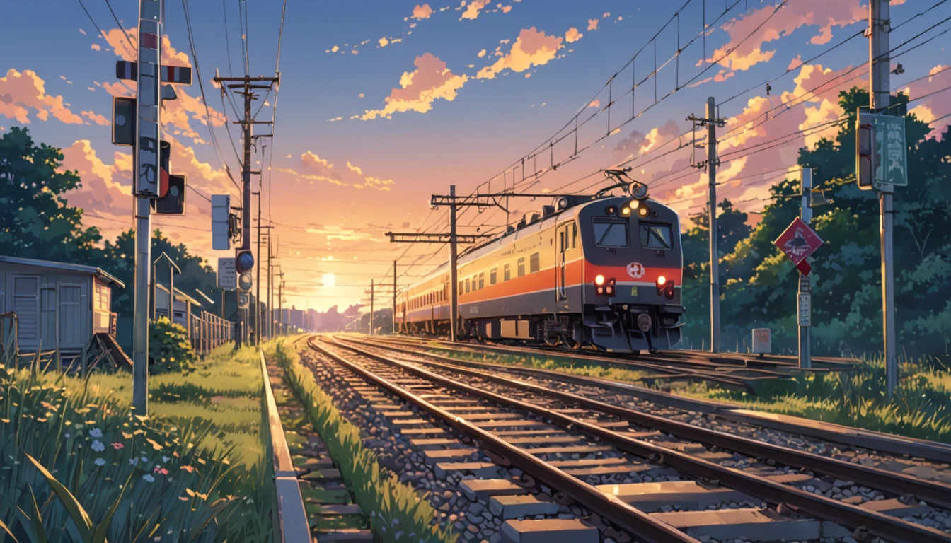 ((Anime: 1.4, Illustration)), (Masterpiece, Top Quality, Best Quality), (Ultra-Detailed, Absolutely Resolution), ((16k, HIGH RES)) (Train, evening, railroad crossing, guitar) ), (Anime: 1.4, Illustration)), (Masterpiece, Top Quality, Best Quality), (Ultra-Detailed, Absolutely Resolution). Ak {Lofi Art, Style of Laurie Greasley , Style of Makoto Shinkai, Anime Aesthetic}, BREAK {(Produces IMAGES WITH ITH INFORMATION THAN 40 Million Pixels with Cinematic-Like Detailed Textures S Hot on a Sony slur).}