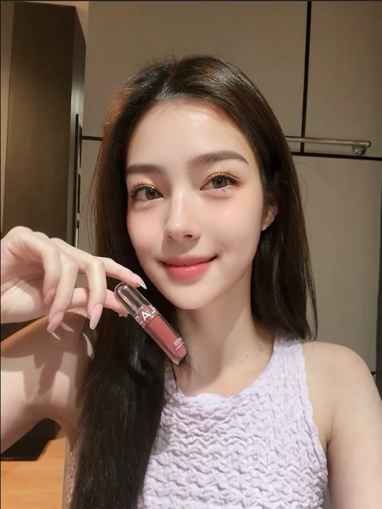 raw photo,1girl, 18 yo, no makeup, inner eye look to the left , inner eye leftward glance, look away, bright Under-eye bags, thin Under-eye bags, fat-free Under-eye bags, dolly eyes, Contented closed-mouth smile, Genuine smile