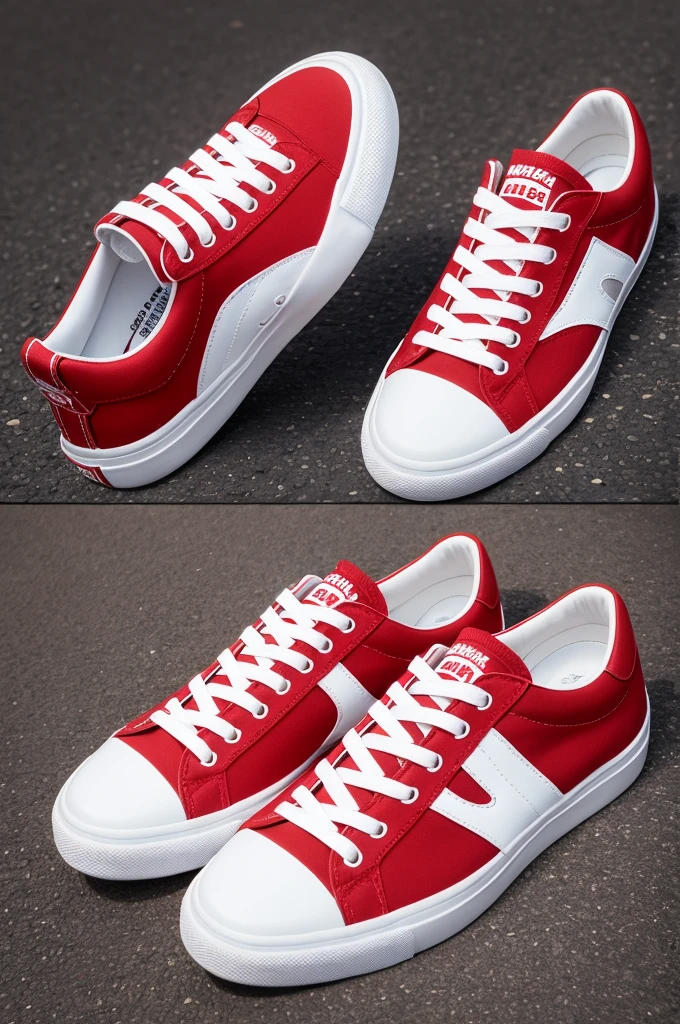 Red and white sneakers logo 