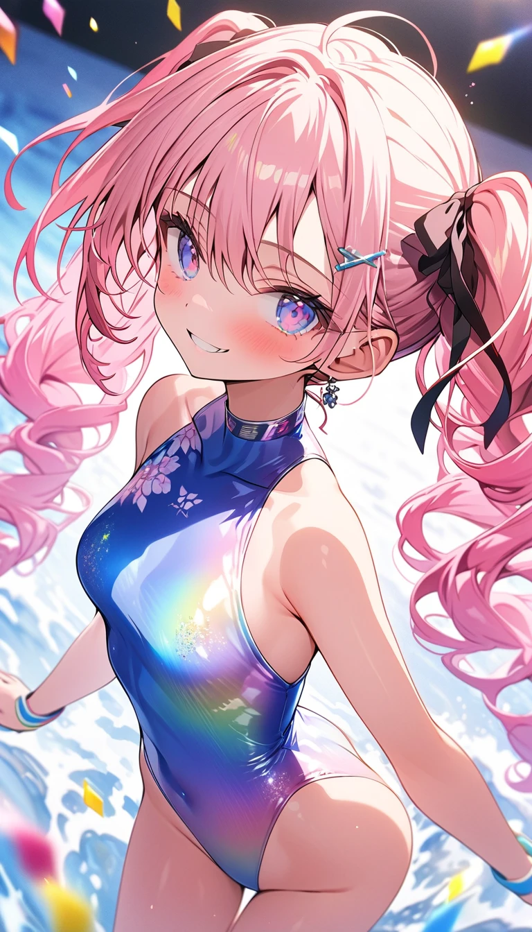 highquality illustration, masterpiece, very delicate and beautiful, attractive girl,(gymnastics leotard, Floral patterns leotard,long sleeve leotard with glittery decoration,high_leg leotard,athletic leotard,tight-fit leotard,iridescent gradient leotard,long-sleeve leotard),thin,slender body,slim,high school,gymnasium background,gymnastics club,gymnastics athlete,princess, beautiful eyes,light smile,(masterpiece, best quality:1.2), highres, extremely detailed CG unity 8k wallpaper, perfect lighting, Colourful, ultra-high res,4K,ultra-detailed, photography, 8K, HDR, 17 ages, full body,