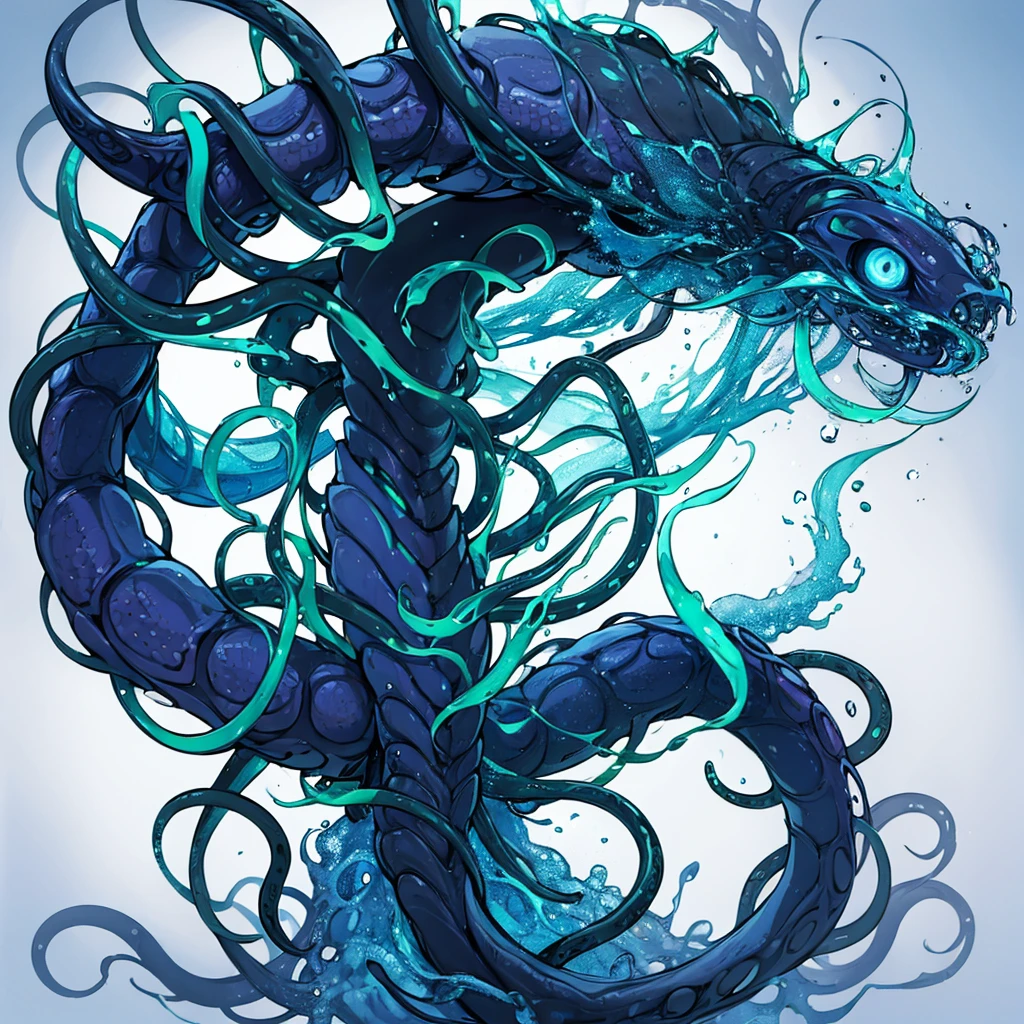 (((No humans)))、An alien tentacle creature with tentacles branching out from a central body with a single large eye、From the side
