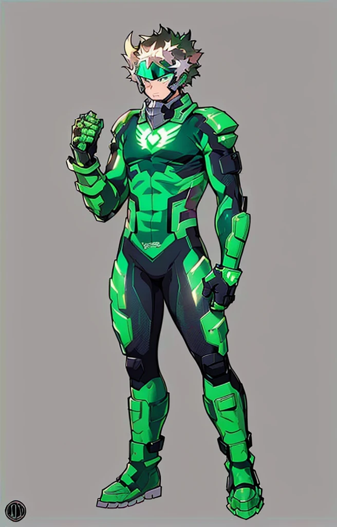 (((My Hero Academia Style))), (((Izuku Midoriya))), (((dark green tight-fitting hero suit))), (((full body suit))), (((skin-tight hero suit))), (((Tight Hero Costume))), (((dark green hero suit))), (((white metal gauntlets))), (((metal gauntlets))), (((white gauntlets))), (((calf-high white metal boots))), (((metal boots) white))), (((calf-high boots))), (((metal calf-high boots))), (((white boots))), (((metal boots))), (((perfect hands))), (((Perfect anatomy ))), ((((face covered)))), ((((dark green metallic helmet)))), ((((metallic helmet with neon green visor)))), ((((metallic helmet)))), ((((dark green helmet)))), ((((helmet with neon visor)))), ((((metal helmet)))), ((((Perfect head)))), ((((face covered)))), ((((faceless)))), ((((white star logo on chest)))), ((((logo star on the chest)))), ((((white logo on the chest)))), ((((logo on the chest)))), ((((star logo)))), ((((white star logo)))), ((((white logo)))), ((((neon green aura around)))), ( ((neon green aura))), (((aura in the background))), (((neon green aura in the background))), (((Neon green aura in the background))), (((aura))), ((((full body photo:1.5)))), ((((super detailed))))