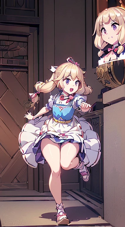 (perky chest:1.2), (pointed chest:1.2),(((Black Tunic:1.3))),(((cakes and bread in the basket),Cute and beautiful girl,Cute round face,Cute smile,with blush cheeks,Red Lip,a girl 17 years old, nsfw:1.2, beautiful body:1.3), shinny skin, BREAK, ((alice in the wonderland:1.3, cute, kawaii, lovely, funny, a girl falling down from sky:1.3, girl flying in sky:1.4, girl floating in air:1.5, rolling upskirt by wind:1.6, (with sparkling eyes and a contagious smile),open mouth, Looking at Viewer, surprised, putting hands on crotch over the skirts:1.5)), BREAK, ((floating things as follows:1.3, PlayingCards, Trump, tea cup, tea pot, tea spoons, pocket watch:1.3, lip sticks, candies:1.2, cookies, jam bottles, classical door_keys)), ((long purply_Blue dress :1.5, wearing long flaired skirt:1.3, the skirt is blowing:1.3, cute pink Apron, black stockingedium long platinum-blonde hair:1.2, twin tail hair:1.6, tied hair with a large ribbon), (Blue eyes, bright pupils with highlights, detailed eyes), (lying down on your back:0.7, spreading legs with rising up straight:0.7), sexy posture, fantastic colorful art, (fantasy art:1.2, wondered images), ((correct anatomy:1.5, perfect anatomy:1.3, correct hand, small foot:1.2)),