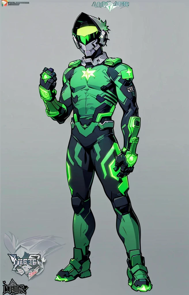 (((My Hero Academia Style))), (((Izuku Midoriya))), (((dark green tight-fitting hero suit))), (((full body suit))), (((skin-tight hero suit))), (((Tight Hero Costume))), (((dark green hero suit))), (((white metal gauntlets))), (((metal gauntlets))), (((white gauntlets))), (((calf-high white metal boots))), (((metal boots) white))), (((calf-high boots))), (((metal calf-high boots))), (((white boots))), (((metal boots))), (((perfect hands))), (((Perfect anatomy ))), ((((face covered)))), ((((dark green metallic helmet)))), ((((metallic helmet with neon green visor)))), ((((metallic helmet)))), ((((dark green helmet)))), ((((helmet with neon visor)))), ((((metal helmet)))), ((((Perfect head)))), ((((face covered)))), ((((faceless)))), ((((white star logo on chest)))), ((((logo star on the chest)))), ((((white logo on the chest)))), ((((logo on the chest)))), ((((star logo)))), ((((white star logo)))), ((((white logo)))), ((((neon green aura around)))), ( ((neon green aura))), (((aura in the background))), (((neon green aura in the background))), (((Neon green aura in the background))), (((aura))), ((((full body photo:1.5)))), ((((super detailed))))