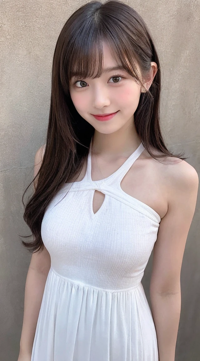 NSFW、(((High resolution))、8K、(In detail))、(Highest quality)、Beautiful girls、beautiful girl、笑顔の可愛いbeautiful girl、とても魅力的なbeautiful girl、(The bikini is a halter neck with a string)、((White string panties、Salonpas))、blue sky、Cobalt Blue Sea、White sand beach,(((Your smile is cute,)))、((:1.5))、Super cute lolita idol、Frolng expression、(Brown Hair、Top knot for medium length hair,)、(((Beautiful girl in a white dress, Transparent muscle)))、(Slender body and beautiful breasts)、(Well-formed and elegant face、amount)、(Show off your thighs、Stretch your legs)、Semi-nude、NSFW 、可愛いbeautiful girl、とても美しいbeautiful girl、tits