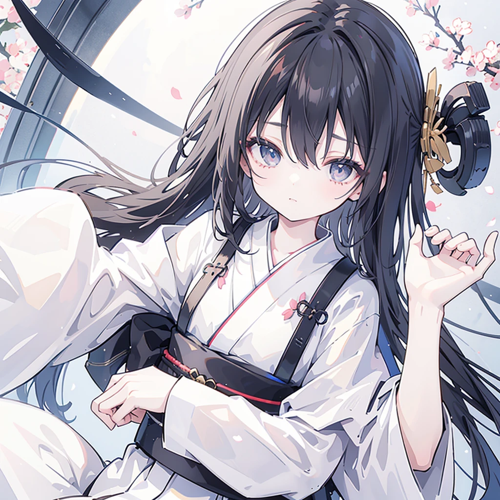 15-year-old girl、(Black Hair、Slightly thin body、Thin limbs、One closed eye、Lowered eyebrows)kimono(Black or white、Wearing a sash)、Loincloth