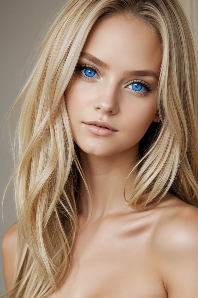 Create a blonde girl, Nude blue eyes 