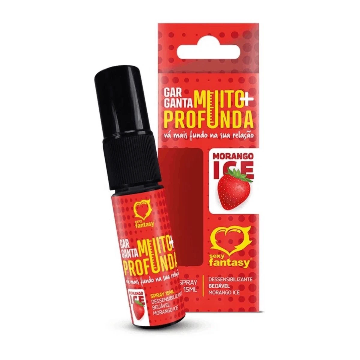 **Propaganda do Spray Desensitizing Kissable - Morango Ice**

Descubra novas sensações e intensifique seus momentos íntimos com o Spray Desensitizing Kissable THROAT A LOT + DEEP Sexy Fantasy!

**Product Description:**
- **name:** THROAT A LOT + DEEP - **flavor:** Strawberry Ice - **volu:** 15ml
- **Brand Name:** Sexy Fantasy

**Benefits:**
- **Desensitizing:** Reduces throat sensitivity to provide a more comfortable and pleasurable experience.
- **Kissable:** Formulated with safe ingredients for consumption, allowing for more engaging kisses and caresses.
- **Aroma e flavor Agradáveis:** Delicious strawberry ice flavor that makes the experience even more pleasurable.

**How to use:**
1. **Shake Well:** Before using, shake the bottle well to ensure homogeneous mixing of the components.
2. **Apply:** Spray once or twice in the back of the throat, waiting a few seconds for the product to take effect.
3. **Enjoy:** Enjoy a deeper and more pleasurable experience with your partner(a).

**Special Tip:**
Use the spray a few minutes before the desired time to ensure the desensitizing effect. Ideal for surprising and intensifying intimacy.

Try it and feel the difference! Vá mais fundo na sua relação com THROAT A LOT + DEEP Sexy Fantasy.

**Available at your favorite store!**

--- If you need any changes or more information, just let me know!