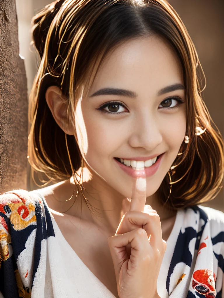 One beautiful woman, Seductive and sexy, Fascinating plumpness:1.3, Brunette, Straight-haired, Student Sparks, Long upper eyelashes,Updo Hair, (yukata:1.5), (fan:1.5), firework, Captivating smile, A slight blush, Redness in the ears, Seductive look, High Quality Clothing, Beautiful and delicate clothing, Super detailed face, A delicate eye for detail, ((Accurate limbs)), ((Correct finger)), (Ultra-fine skin), High Quality Backgrounds, Awards, masterpiece, Anatomically correct, retina, High resolution, 超High resolution, 16K, 8k Information
