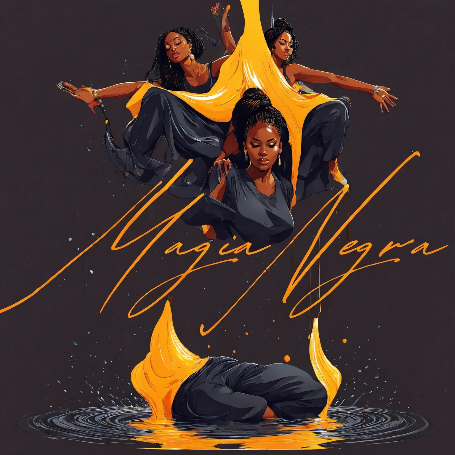 Vector t-shirt art, ready to print, the back of a black woman falling a drop from an aromatic massage candle, with a drop falling on the back of a black woman, close up, album cover, ultra quality, masterpiece, candles, afrofuturism, afrofuturism fashion