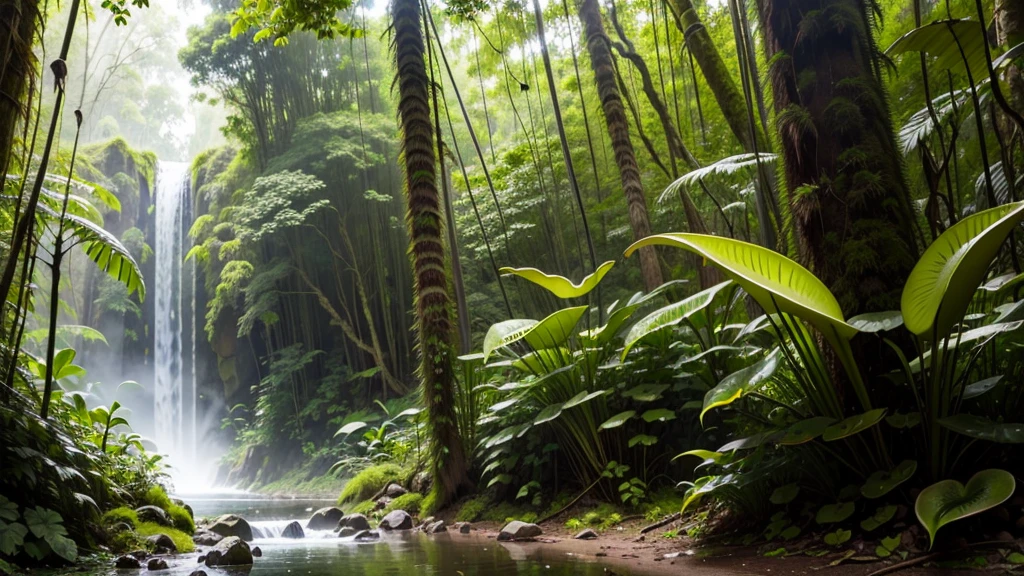 (tropical pitcher plants :1.1),with a large mouth and sharp teeth.,in the forest, landscape:1.5