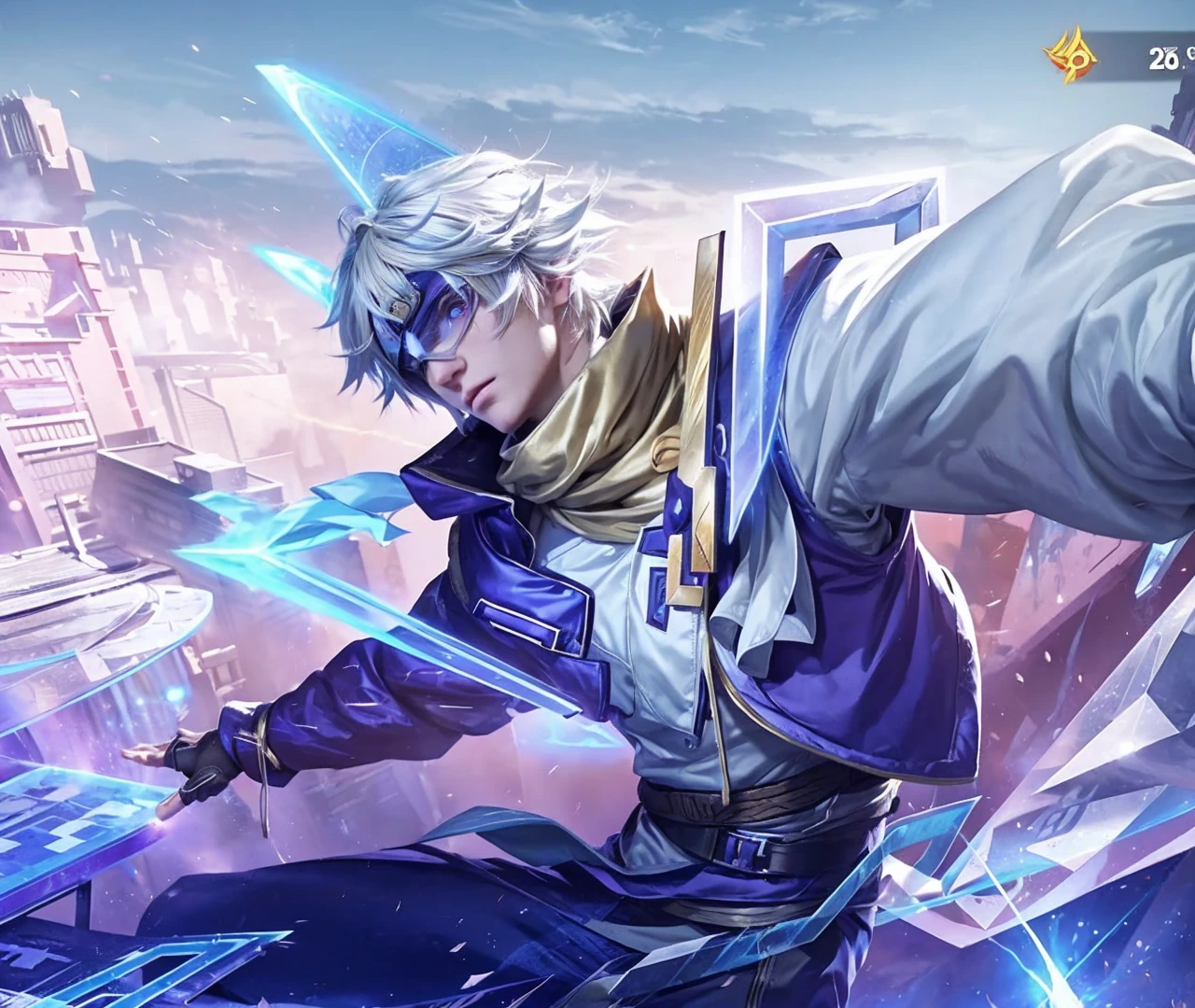 a man with long blond hair wearing a naruto headband, detailed face, piercing blue eyes, chiseled jawline, muscular body, dynamic action pose, explosions and fire effects in the background, highly detailed, vibrant colors, cinematic lighting, 8k, unreal engine, photorealistic
