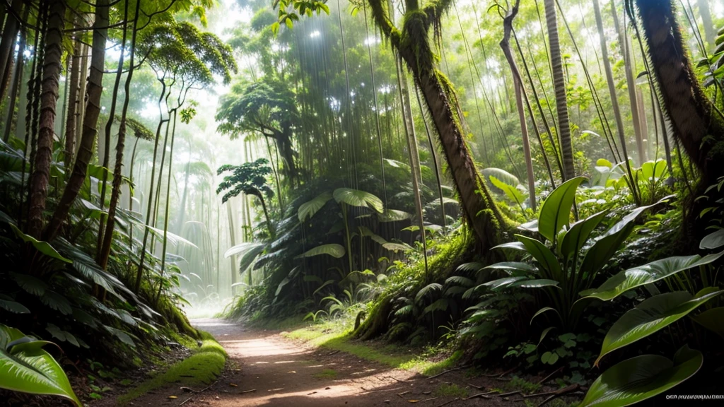 (tropical pitcher plants :1.1),with a large mouth and sharp teeth.,in the forest, landscape:1.5