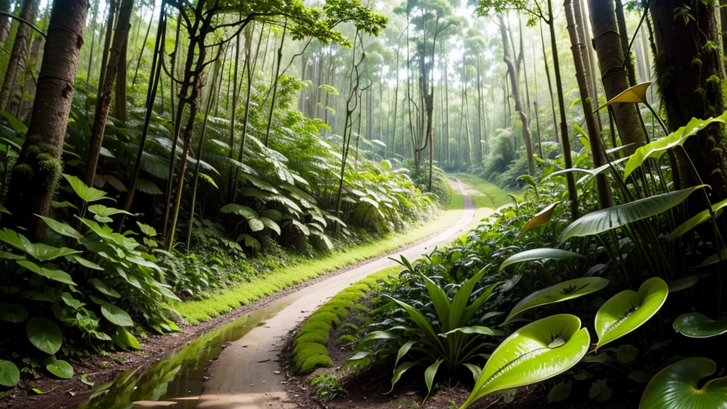 (tropical pitcher plants :1.1),with a large mouth and sharp teeth.,in the forest, landscape:1.5