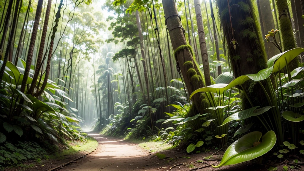 (tropical pitcher plants :1.1),with a large mouth and sharp teeth.,in the forest, landscape:1.5