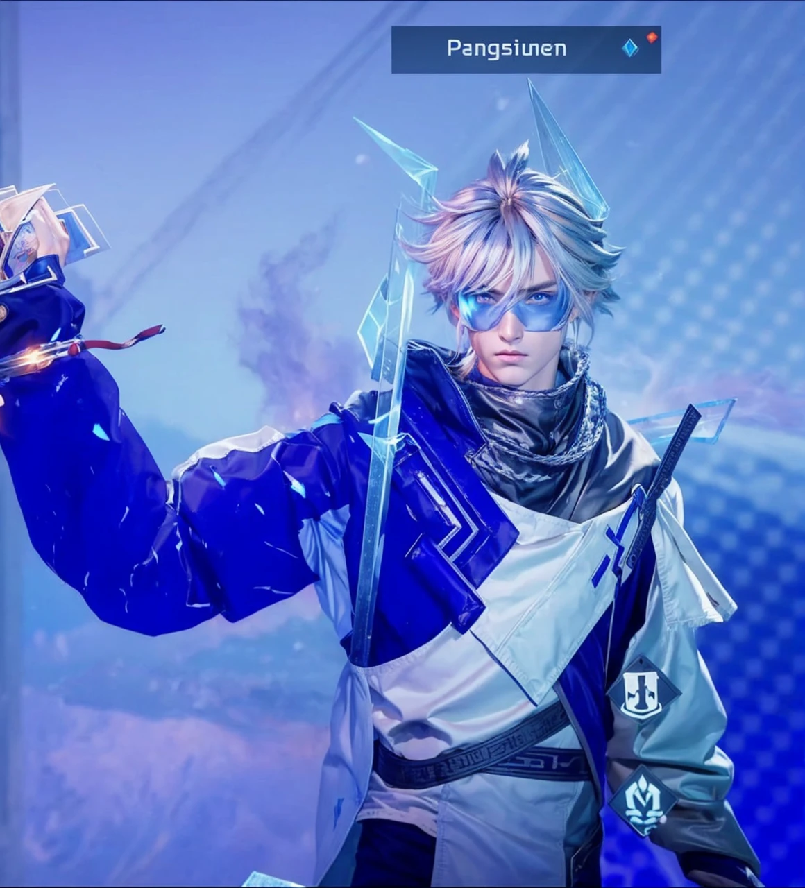 a man with long blond hair wearing a naruto headband, detailed face, piercing blue eyes, chiseled jawline, muscular body, dynamic action pose, explosions and fire effects in the background, highly detailed, vibrant colors, cinematic lighting, 8k, unreal engine, photorealistic