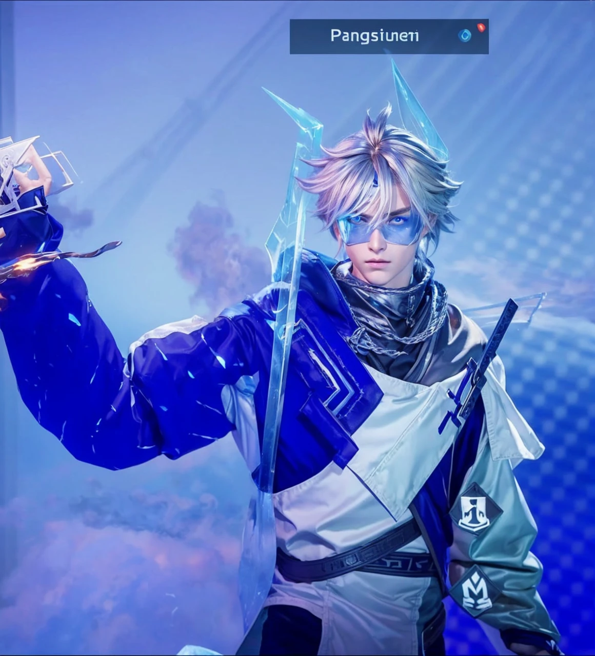 a man with long blond hair wearing a naruto headband, detailed face, piercing blue eyes, chiseled jawline, muscular body, dynamic action pose, explosions and fire effects in the background, highly detailed, vibrant colors, cinematic lighting, 8k, unreal engine, photorealistic
