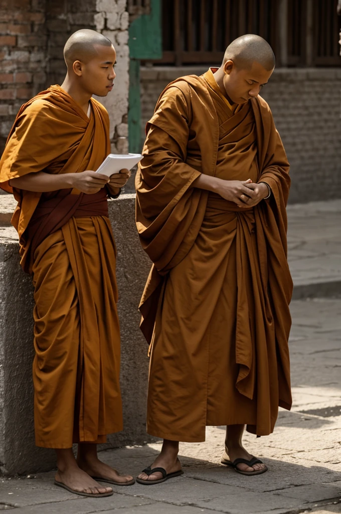 A monk with a lazy young man 