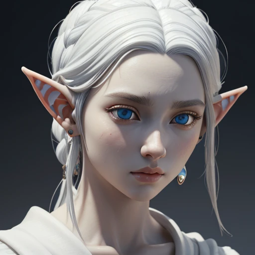 (masterpiece), (best quality),(portrait),(bust up),1girl,solo, animation style render, 3D, (pixer style) ,(clay) ,(sharp focus),(look at viewer),elf, (white skin),black hair,(elf lady) ,adult,blue eyes, (ancient:1), ancient luxurious long clothes,(simple background:1）
