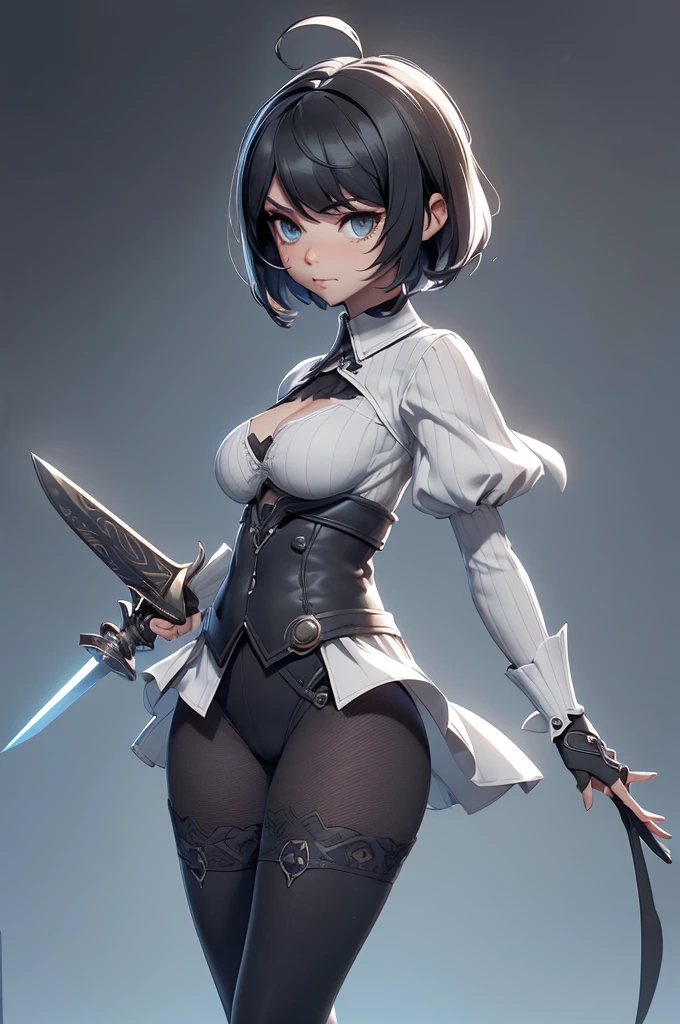 Mini Nier Automata, (Nier Automata), solo, ray tracing, 3D style, 3DMM, ((oses per photo)), ((oses ouch cada foto)), fully body,(Front view),(Costas Issue), (Emist on the left), show flat belly, (((oses per photo))),(very big breastsperfect ass, perfect and symmetrical eyes, (perfect handuturistic sword in hand)), ((short hair)),((Open wizard clothes)),white clothing with textured edges, skin fair, luouchas detalhadas, White thigh-high tights with trim, ouchestido aberto ouch "ouch", Waist slender, big legs, low water, Show legs to the top of the waist, (broken fabric falling over the legs),((open top)),ultra realistic skin, realistic human eyes,ultra realistic skin,((striped shirt)),super sensual suit,(faixas ouch torno dos seios), colorfully,top with ruffles,(pubis with a lot of volume),(extrouchamente sensual),(very sensual),(((Bblack hair))),(((bodysuite branco))),((white and black and gray thouche)),(ligth thouche),(show legs and hips),(clothes tearing),(showing legs and feet),((virilha bouch marcada)),((with darkness style mascara covering the mouth and nose)),(((fantasy)))