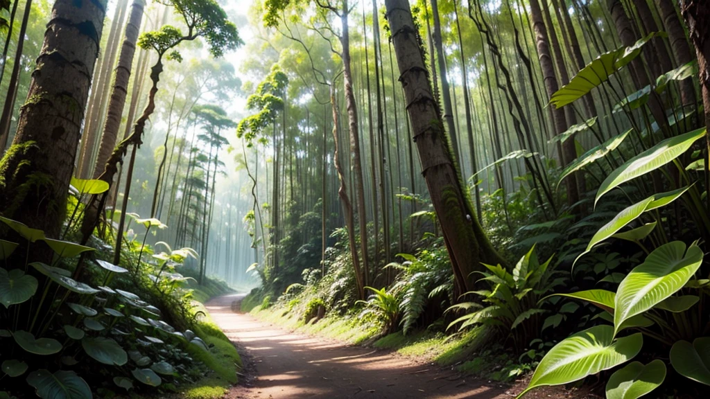 (tropical pitcher plants :1.1),with a large mouth and sharp teeth.,in the forest, landscape:1.5