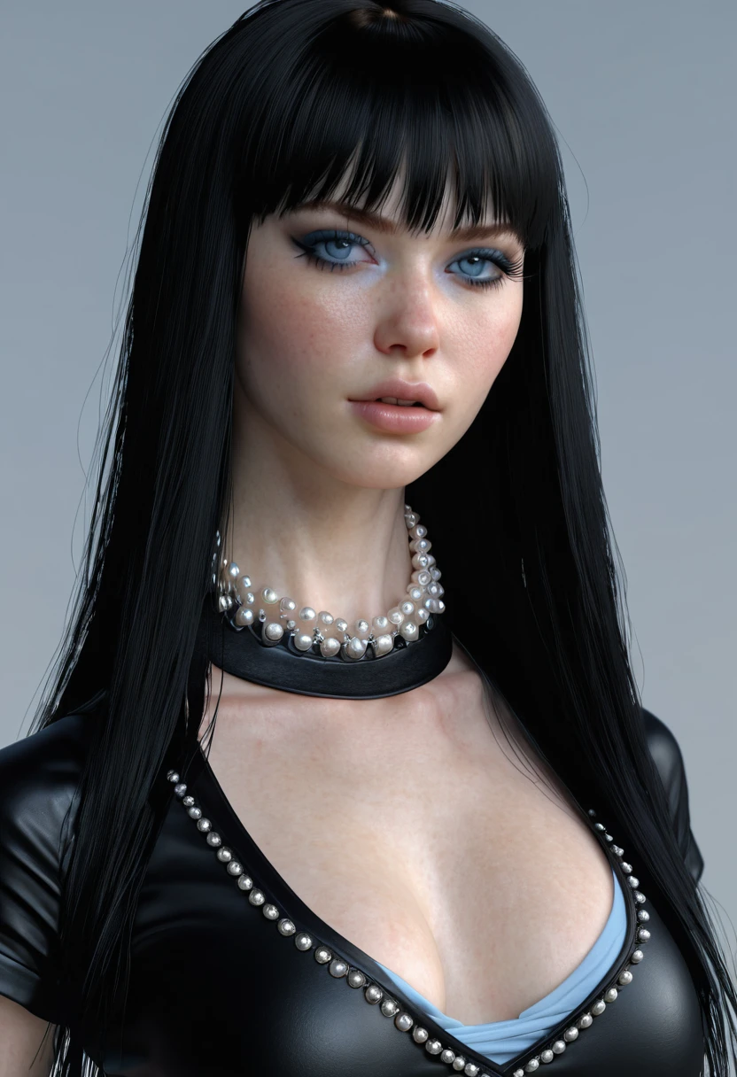 FROM ABOVE FULL BODY, Madelaine Petsch, JANE MARGOLIS ((Pale Skin)), ((Pearl Skin)), ((black hair with bangs)), ((wearing black band shirt)) Sexy Yongue 18 years Woman ((She has long straight black hair with straight bangs above her eyebrows and icy light blue eyes, pale skin, a atletic defined toned body, a thin waist, wide hips and. She really likes heavy metal and post punk, she knows how to fight karate, capoeira and Brazilian jiu-jitsu. she always wears black clothes or band shirts along with gothic or metal accessories.)) Portrait ((Perfect Feminine Face)), Precision, 8K, High Detail, (Highly Detailed CG Unity 8K Wallpaper), Ultra-realistic Full Shot Body Image, Beautiful (Skinny) Sexy, Trending in CGSociety, Complex, High Definition, Sharp Focus, Dramatic, Volume Lighting, Digital painting, intense model shooting style, (highly detailed CG Unity 8K wallpaper), full-shot body photos of the most beautiful works in the world, pearl skin, professional majestic oil paintings by Ed Blinkey, Atey, Studio Ghibli, Jeremy Mann, Greg Manchez, Antonio Moro, trending on ArtStation, Trending, Incremental, High Detail, Sharp Focus, Mid Journey and dramatic and photorealistic painting art by Greg Rutkowski at CGSociety