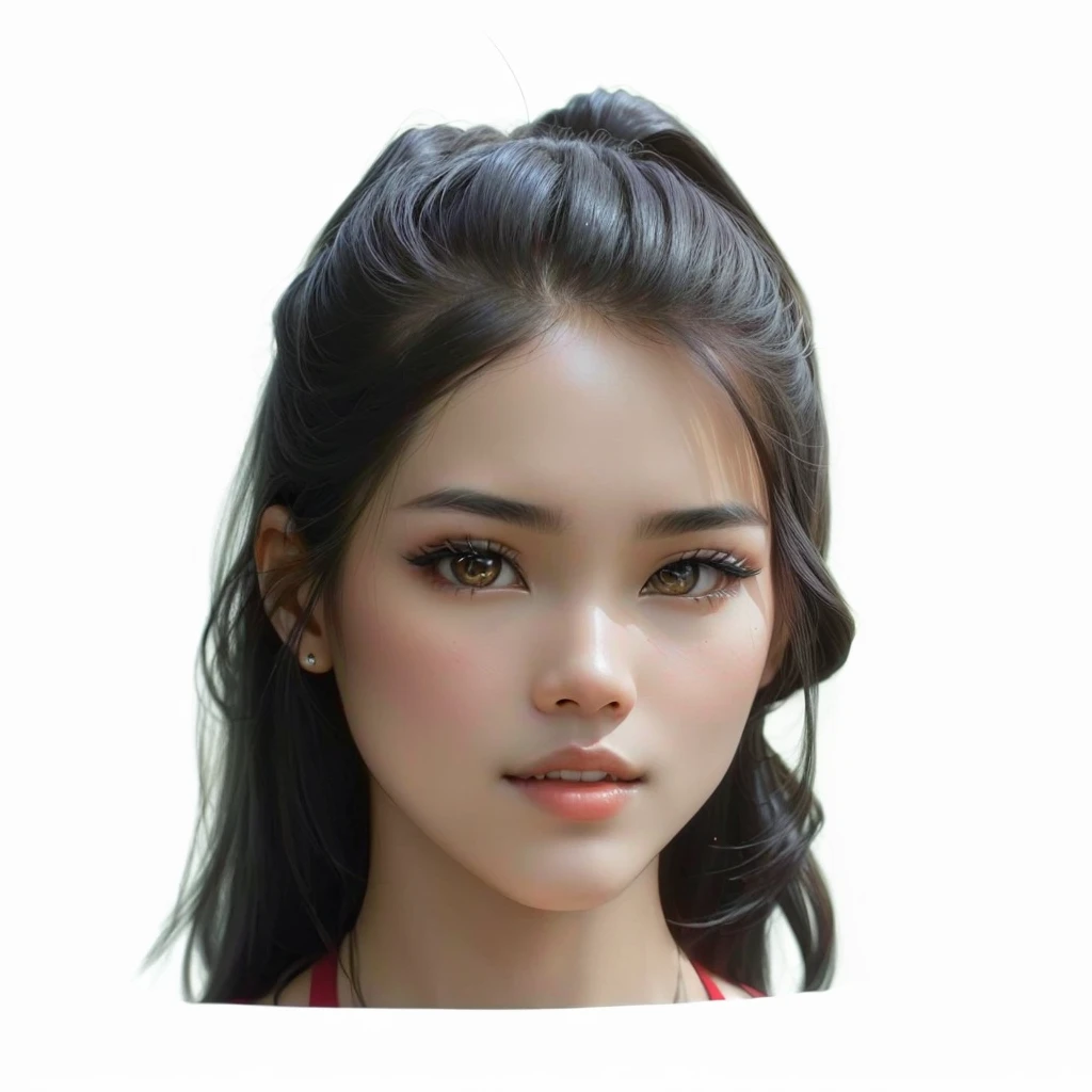 there is a young girl with a red top and a black hair, south east asian with round face, beautiful girl model, very beautiful girl, girl cute-fine-face, Cambodia girl, attractive female face!!!, asian face, beautiful young girl, young asian girl, beautiful asian girl, asian beautiful face, young cute face, attractive beautiful face inspire by Prince Jenna norodom.