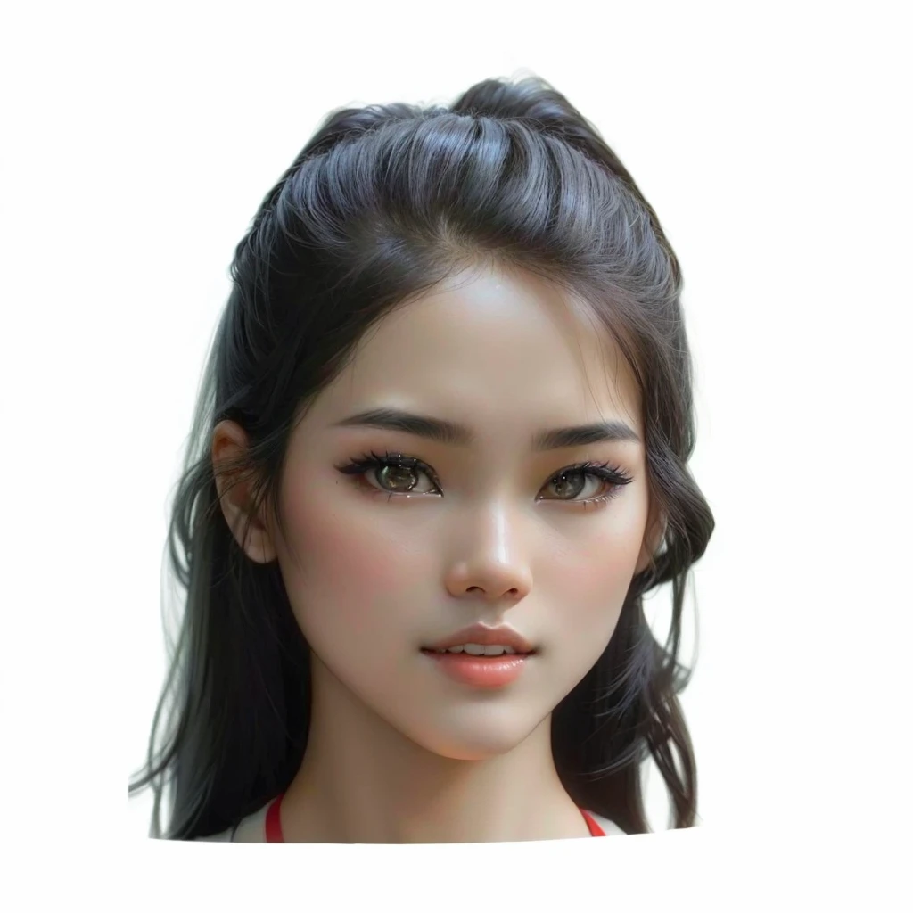 there is a young girl with a red top and a black hair, south east asian with round face, beautiful girl model, very beautiful girl, girl cute-fine-face, Cambodia girl, attractive female face!!!, asian face, beautiful young girl, young asian girl, beautiful asian girl, asian beautiful face, young cute face, attractive beautiful face inspire by Prince Jenna norodom.