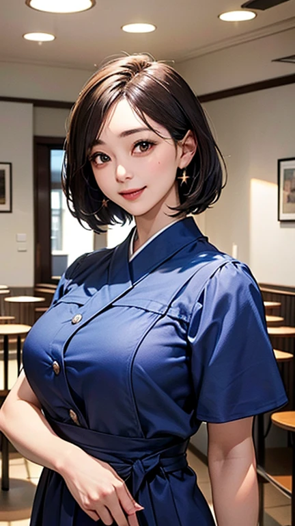 (Masterpiece:1.21),(FHD),(16K),(Top Quality:1.24),(Super Resolution),(Superb Illustration),(Best Shadow),(High Quality),(Super Detail:1.15),(Super Detail), Superb Detail, Elaborate, Beautiful, Absurd, 1 Woman, Japanese Woman,(Housewife:1.5),(40 Years Old:1.3),(Attractive Mature Woman:1.66),(Middle Age:1. 49),(Small Round Face:1,19),(medium build,shiny skin,fine skin,fine face,beautiful breast,big breast,retinal detail,big eye,twinkle eye),((graduated haircut)),(((cafe interior,in room))),(laugh:1.4)