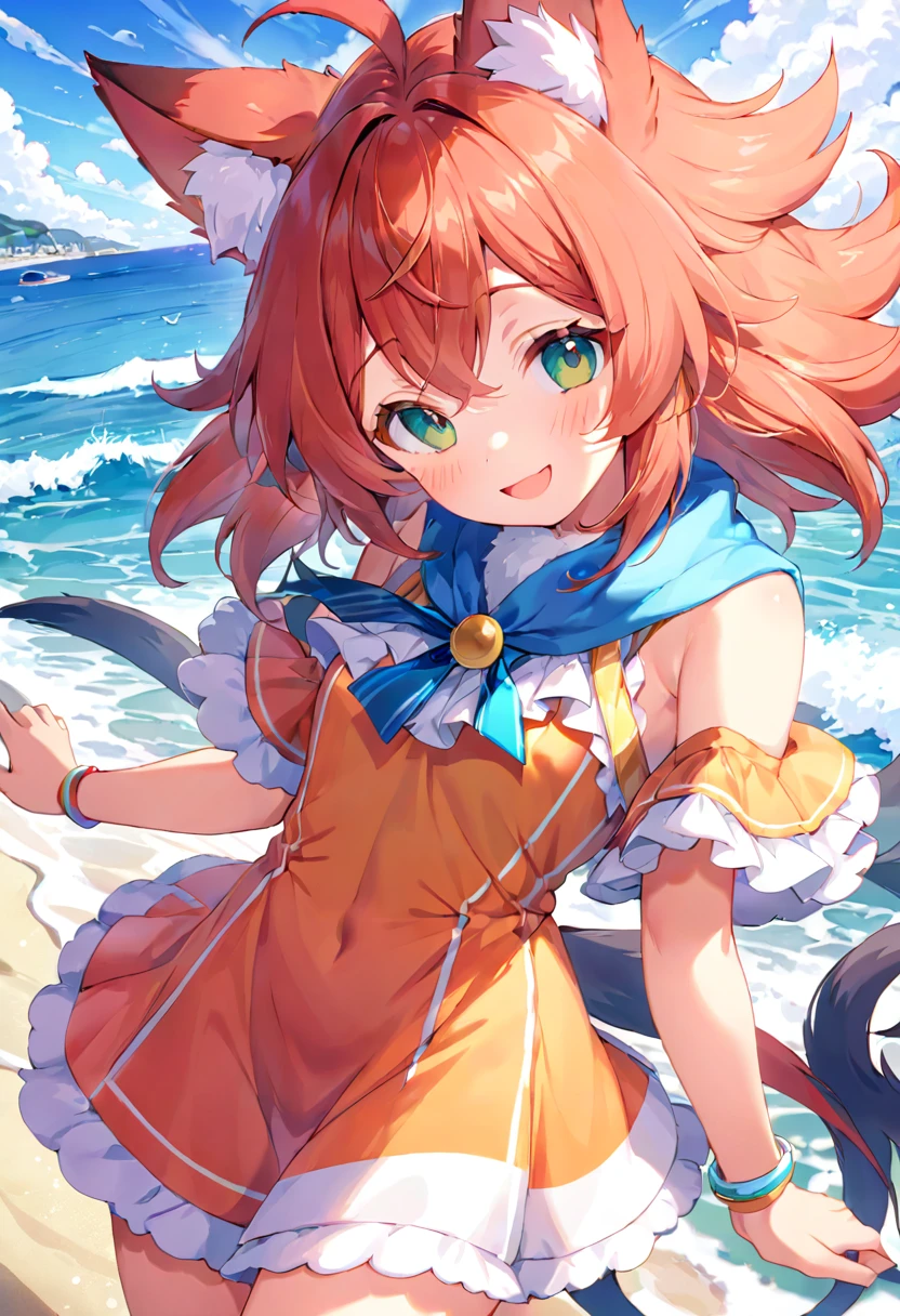 super high resolution, detailed background, seaside, boy, girl, Happy, joyful, absurdres(Photos of solo travelers)(kemono, furry anthro),