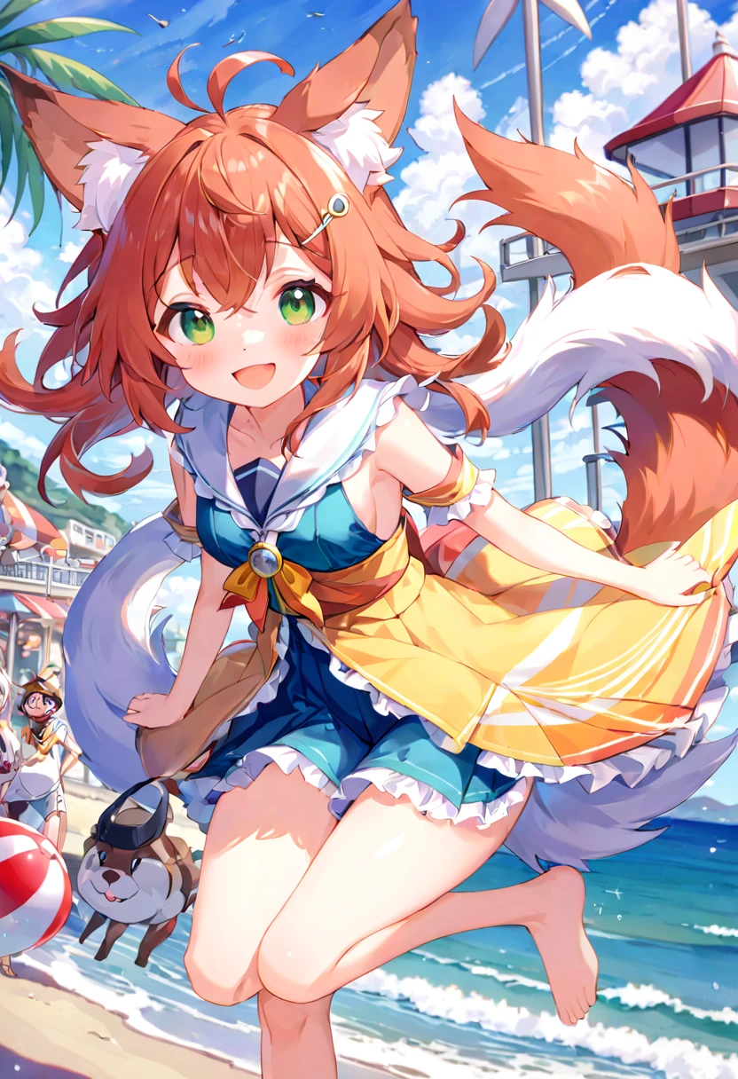 super high resolution, detailed background, seaside, boy, girl, Happy, joyful, absurdres(Photos of solo travelers)(kemono, furry anthro),